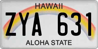 HI license plate ZYA631
