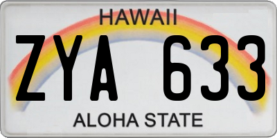 HI license plate ZYA633