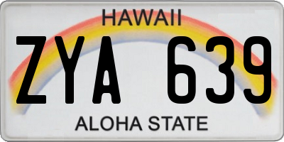 HI license plate ZYA639