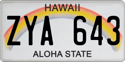 HI license plate ZYA643