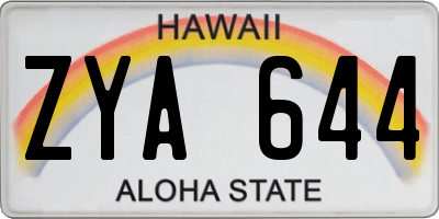 HI license plate ZYA644