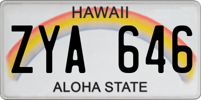 HI license plate ZYA646