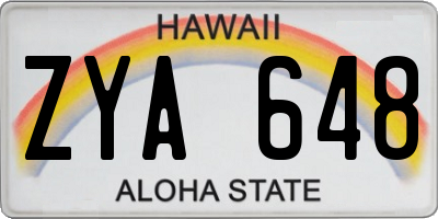 HI license plate ZYA648