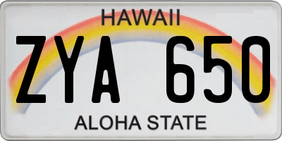 HI license plate ZYA650