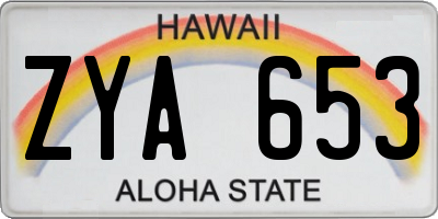 HI license plate ZYA653