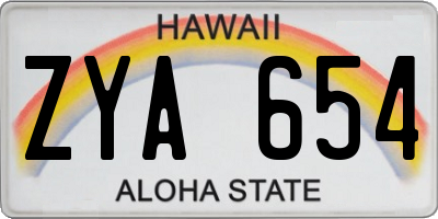 HI license plate ZYA654