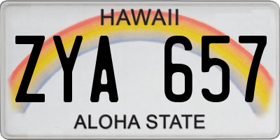 HI license plate ZYA657