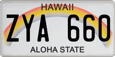 HI license plate ZYA660