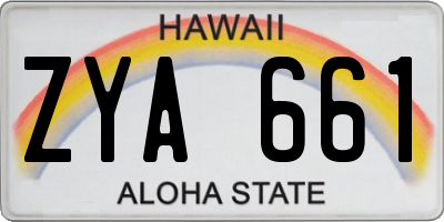 HI license plate ZYA661