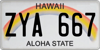 HI license plate ZYA667