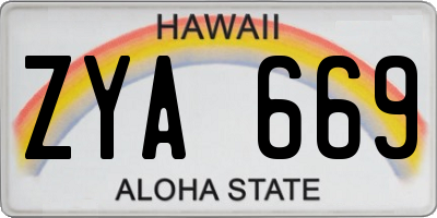 HI license plate ZYA669