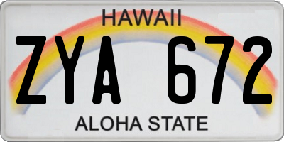 HI license plate ZYA672