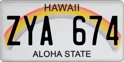 HI license plate ZYA674