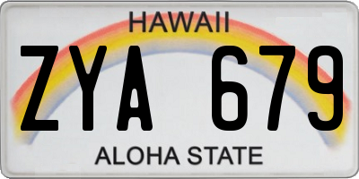 HI license plate ZYA679