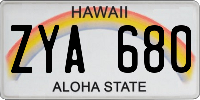 HI license plate ZYA680