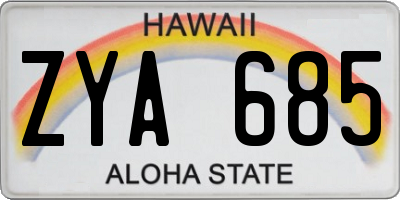 HI license plate ZYA685