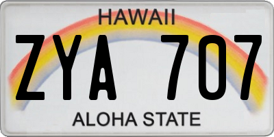 HI license plate ZYA707