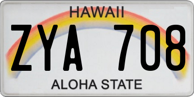 HI license plate ZYA708