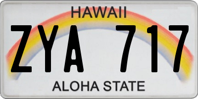 HI license plate ZYA717