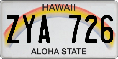 HI license plate ZYA726