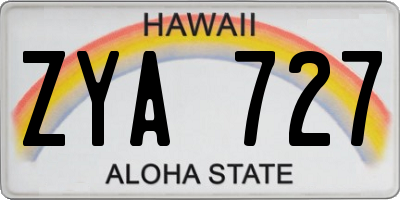 HI license plate ZYA727