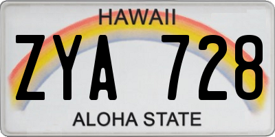HI license plate ZYA728