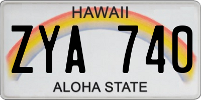 HI license plate ZYA740