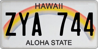 HI license plate ZYA744