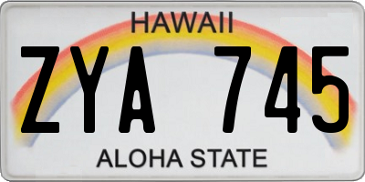 HI license plate ZYA745
