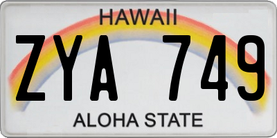HI license plate ZYA749
