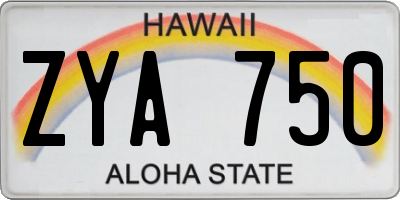 HI license plate ZYA750