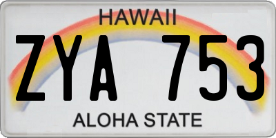 HI license plate ZYA753