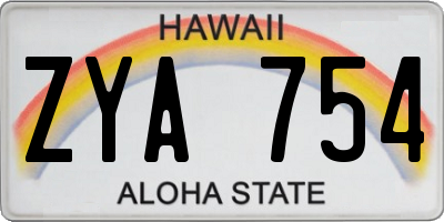 HI license plate ZYA754