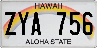 HI license plate ZYA756