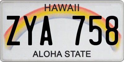 HI license plate ZYA758