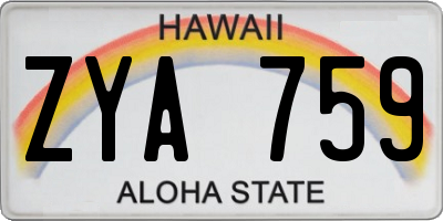 HI license plate ZYA759
