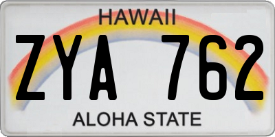 HI license plate ZYA762