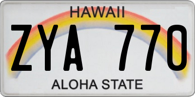 HI license plate ZYA770