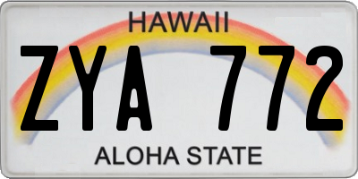 HI license plate ZYA772