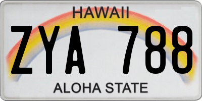 HI license plate ZYA788
