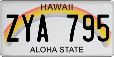 HI license plate ZYA795