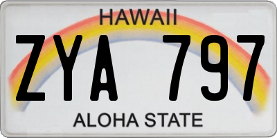 HI license plate ZYA797