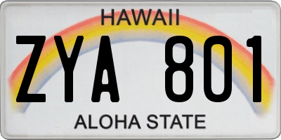 HI license plate ZYA801