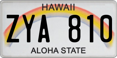HI license plate ZYA810
