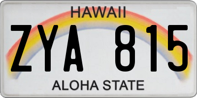 HI license plate ZYA815