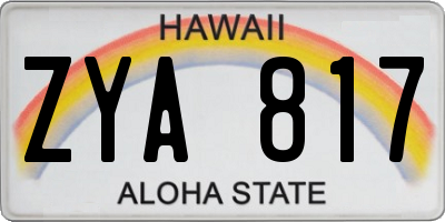 HI license plate ZYA817