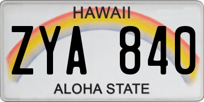 HI license plate ZYA840