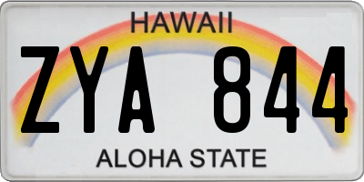 HI license plate ZYA844