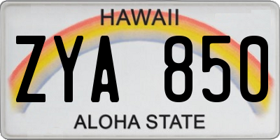 HI license plate ZYA850