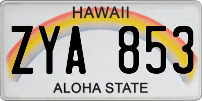 HI license plate ZYA853